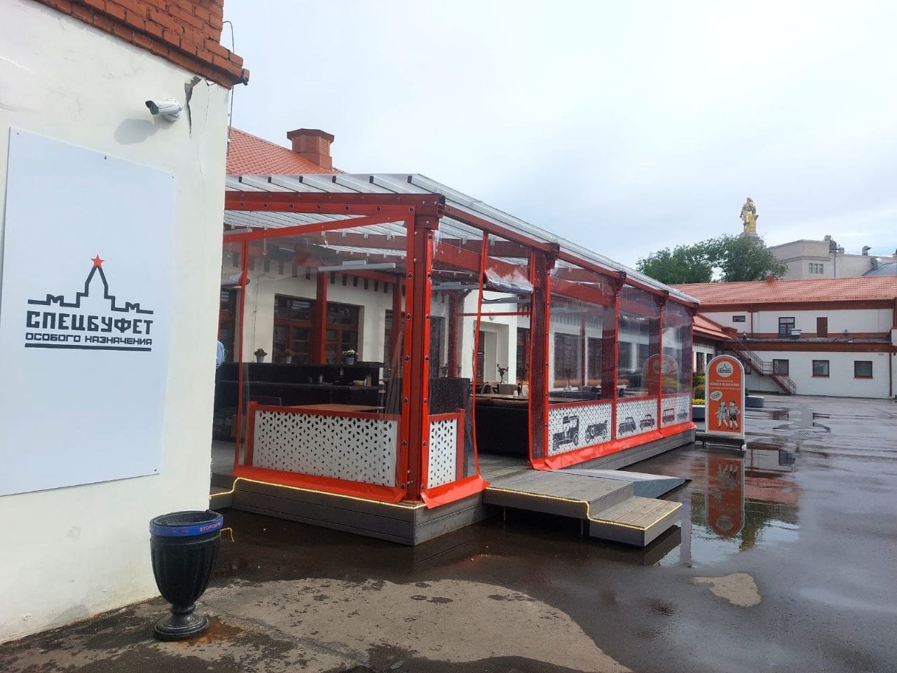 ПВХ шторы для летней террасы кафе в Ржавках